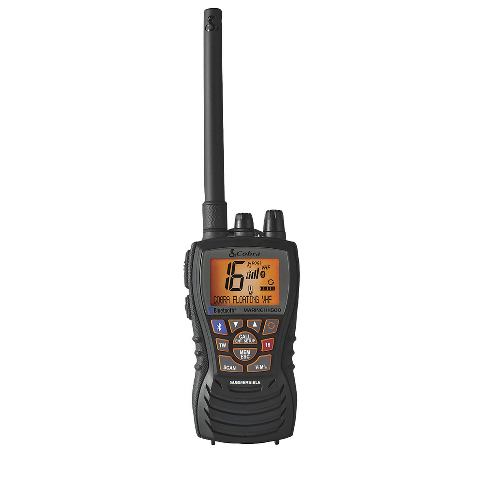 Cobra, MR HH500 FLT BT HH FLT VHF 6W BT Rewind, Range 15 mile, Channel (qty.) 40 Model# MR HH500 FLT BT